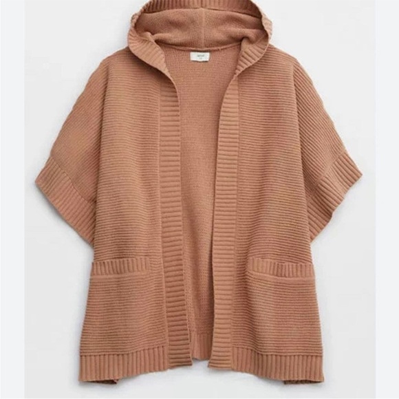 Aerie Women's Chunky Open Knit Cardigan Sweater XS/Small Camel Brown Oversized - Picture 2 of 4